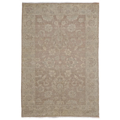 Tapis ivoire en laine noué à la main Clemmons Ushak