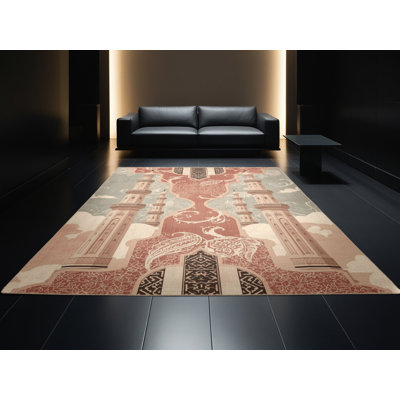 Tapis oriental classique Bates lavable à la machine en brun - reliure beige