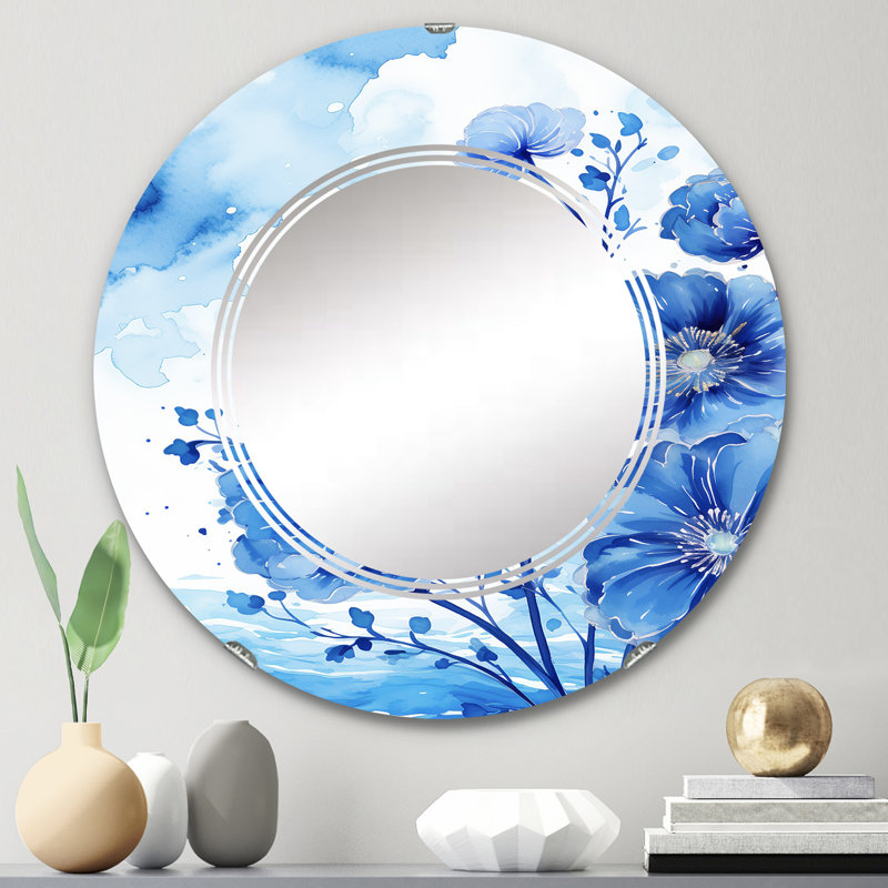 Merius - Miroir mural floral rond, 24 po x 24 po