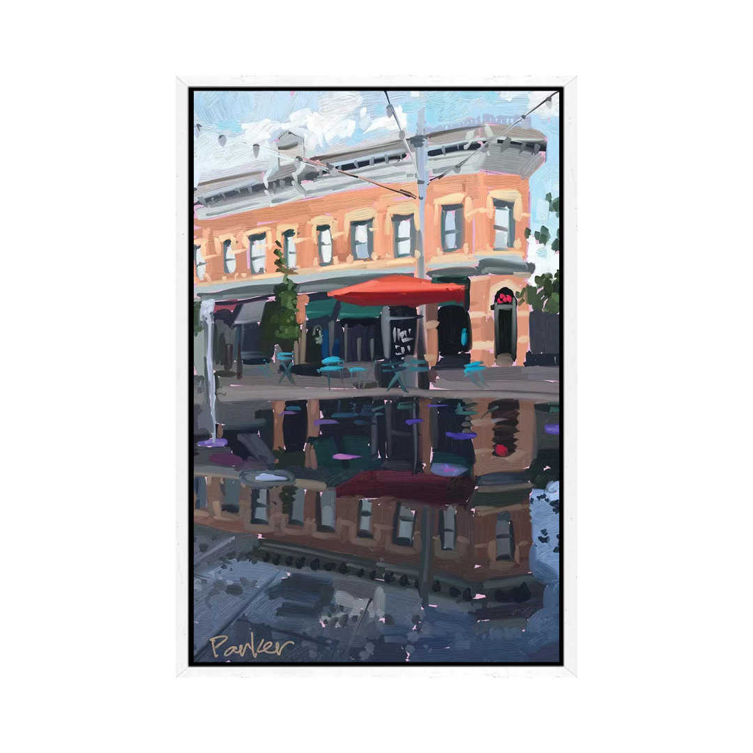 Downtown Fort Collins von Teddi Parker - Galerie-verpackte Leinwand Giclée auf Leinwand