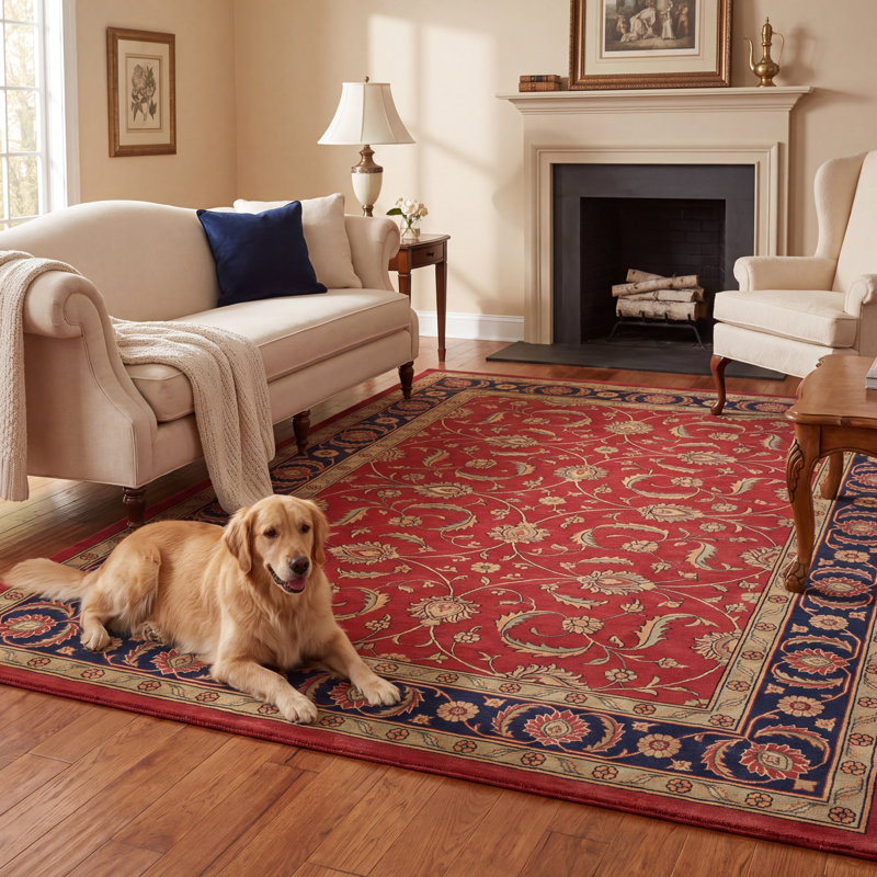 Tapis traditionnel Alder à motif floral intégral, couleur marine, orange, or, vert, crème, ivoire, lavable à la machine, antidérapant, à poils courts, adapté à l'intérieur et à l'extérieur, pour salon, chambre, salle à manger, entrée, couloir, bureau.