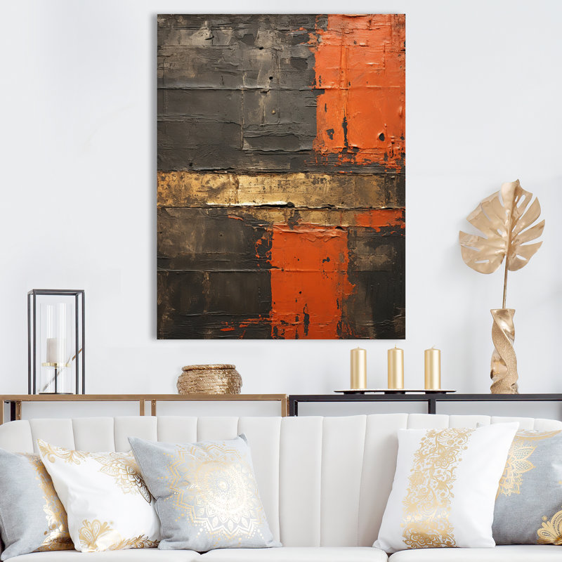 Passage in Time Distress Orange - impression, H 32 po x l 24 po x P 1 po, Toile tendue