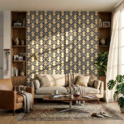 4-Piece 23.6" X 23.6" Acoustic Wood Wall Panels, Interlocking Sound Absorbing Decorative Panels For Interior Walls