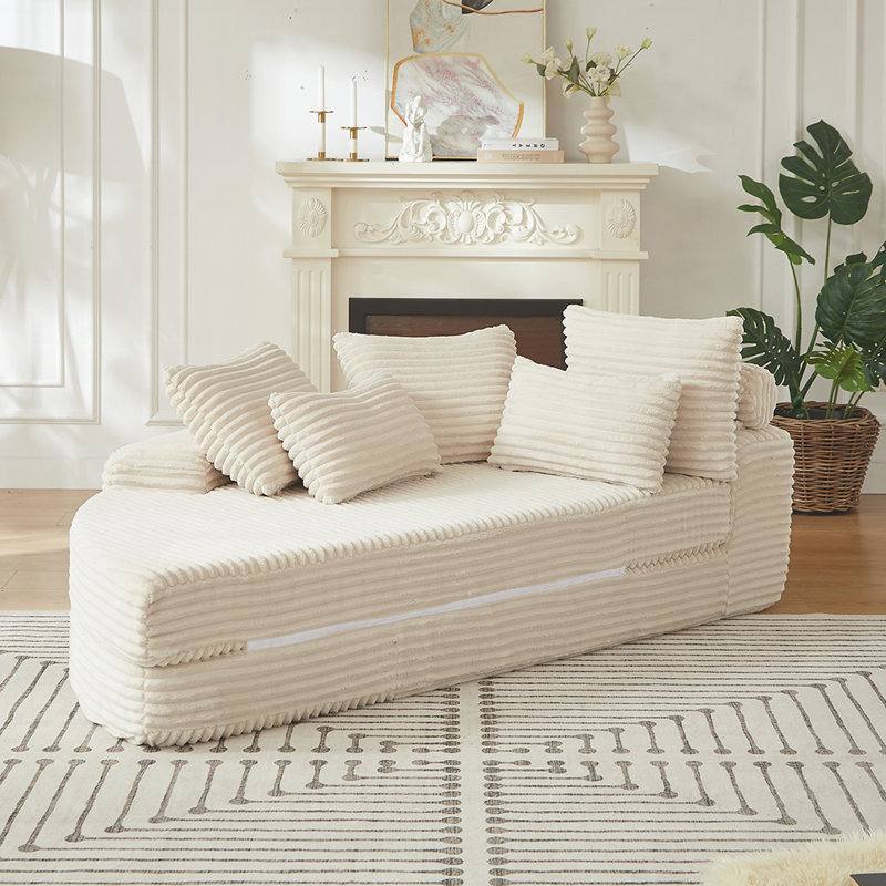 Canapé-lit 2-en-1 Corduroy, Beige