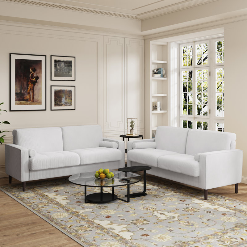 Carmelinda 62.6'' Corduroy Sofa, Beige Corduroy