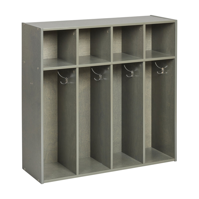 ECR4Kids Streamline 4-Section Toddler Coat Locker with Cubby Storage, Kids Furniture, Gray Wash