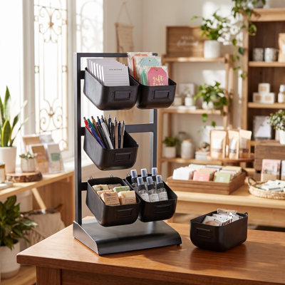 6 Metal Bin Tabletop Organizer