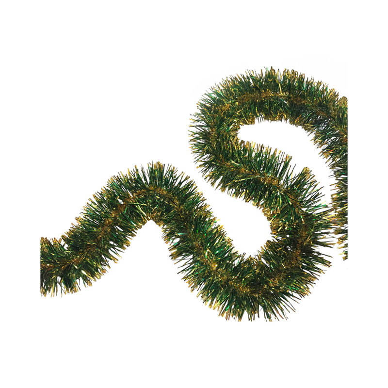 7cm Faux Garland, Green/Gold