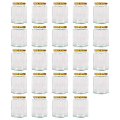 Argon Tableware Hexagonal Glass Jam Jars with Screw