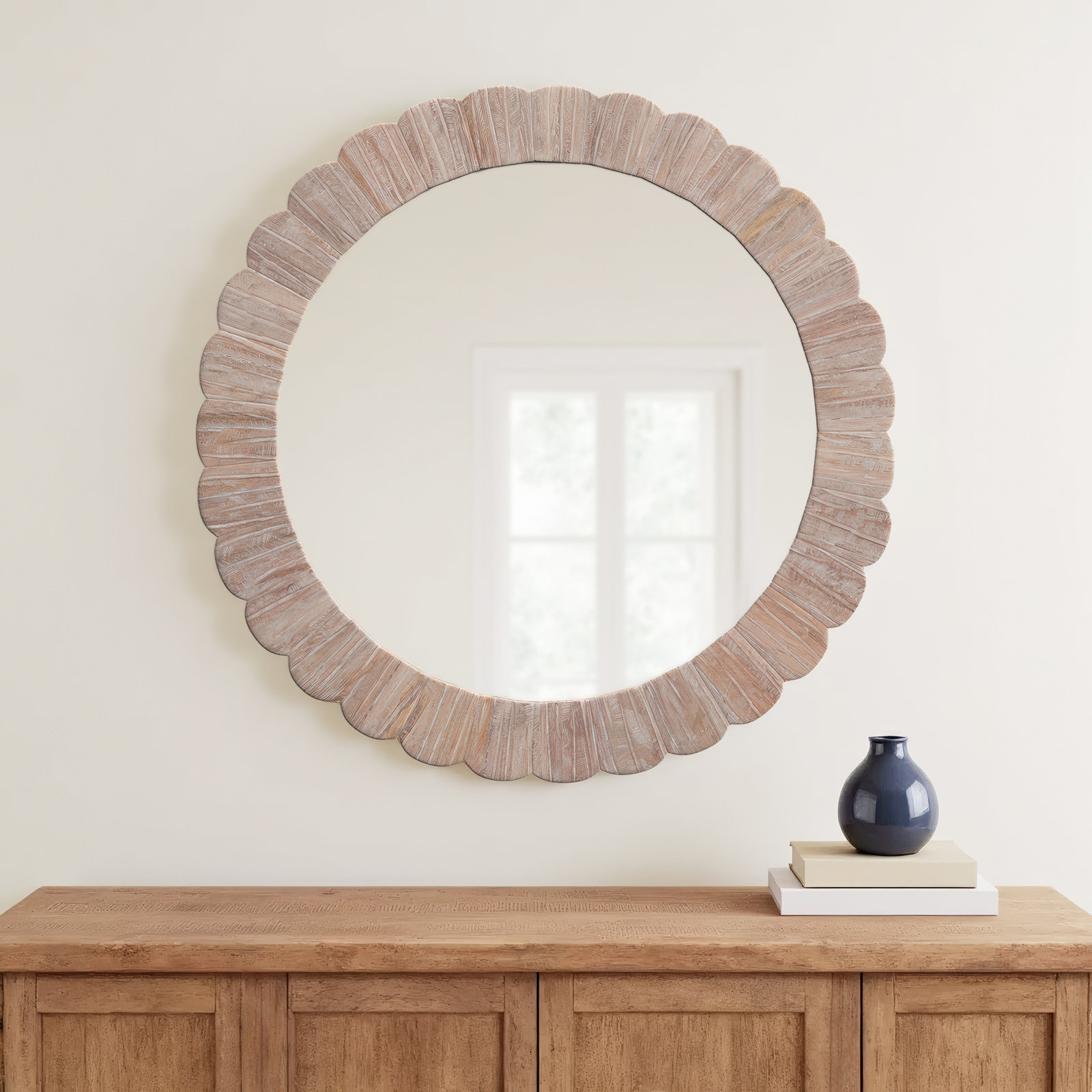 Tait Solid Wood Scalloped Wall Mirror