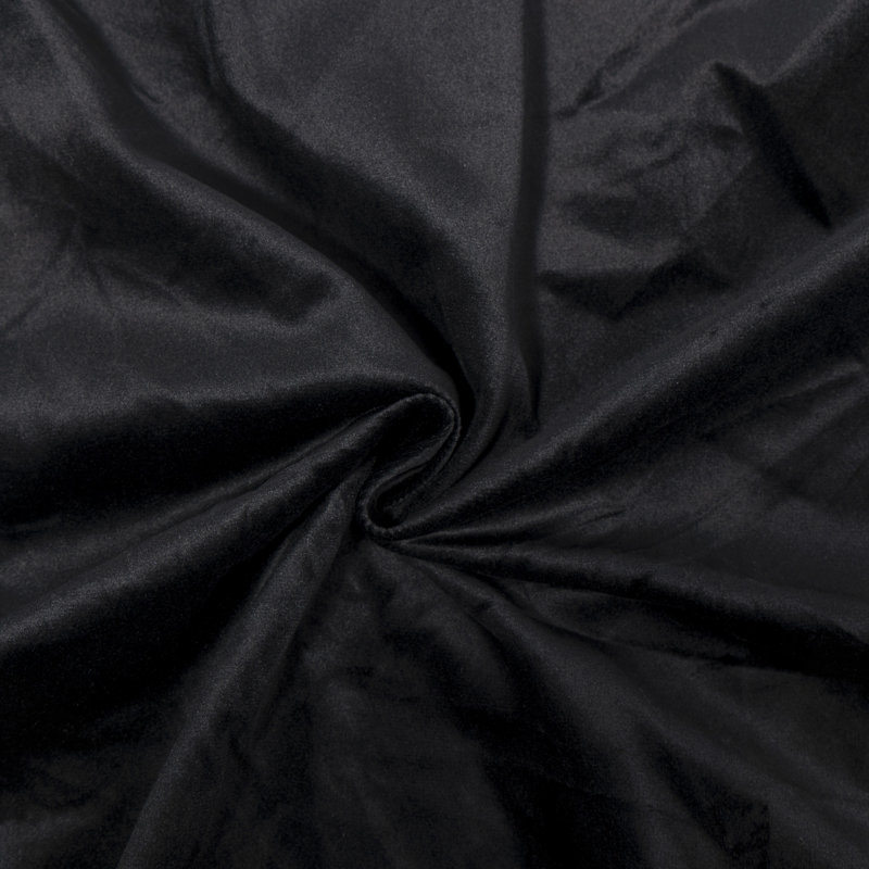Lit plateforme tapissier avec tête de lit en velours de forme spéciale, structure en métal et bois massif, Noir, Grand lit