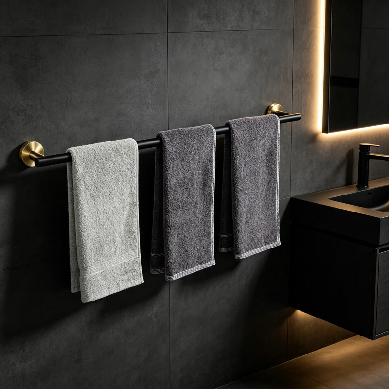 Porte-serviettes en acier inoxydable de qualité supérieure - Porte-serviettes de salle de bain mural robuste avec finition antirouille, design élégant pour la cuisine de salle de bain et plus encore