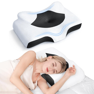 Osteo Cervical Pillow for Neck Pain Relief, Hollow Design Odorless Memory Foam Pillows with Cooling Case, Adjustable Orthopedic Bed Pillow for Sleeping, Support for Side Back Sleepers