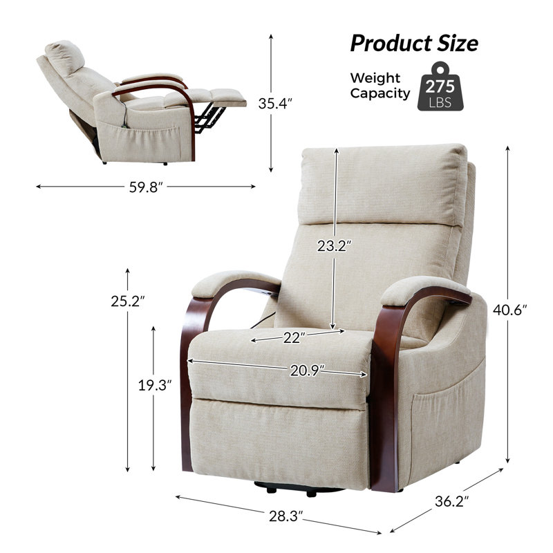 Ensemble de 2 fauteuils inclinables électriques Quameir, Lin lin
