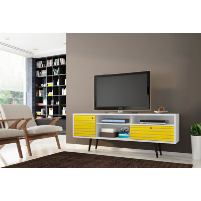 71" Mid-Century Modern TV Stand With 4 Shelving Spaces