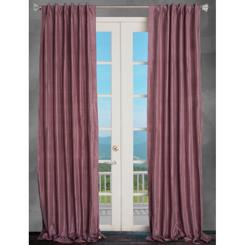 Silk Room Darkening Single Curtain Panel, 50" W x 108" L, Grape