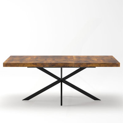 Table de salle à manger rectangulaire de 55,11 po à 70,86 po, avec plateau central en relief de la même couleur et boîte de rangement, convient aux salles à manger, aux cuisines et aux salons