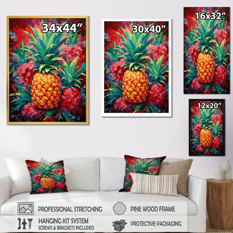 Oasis tropicale ananas I, H 32 po x l 24 po x P 1 po, Cadre photo noir