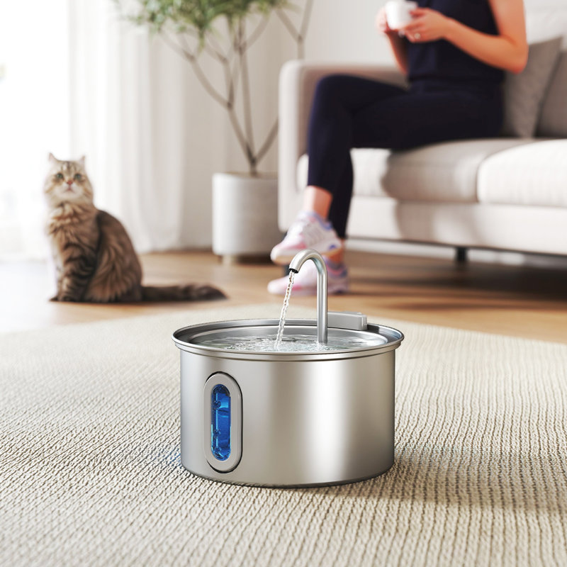 2.5L Cat Water Fountain for Drinking Stainless Steel Ultra-Silent