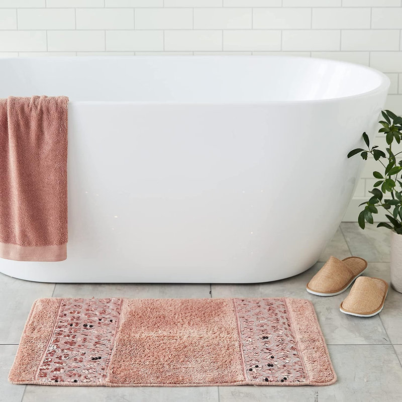Ced Non-Slip Bath Rug, Sinatra Blush, 34" X 21"
