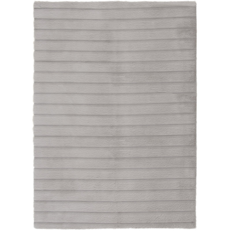 Tapis d'intérieur en polyester gris fausse fourrure Everly Quinn Duron, Rectangle 4 pi 11 po x 6 pi 12 po
