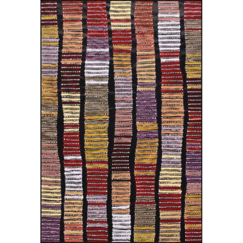 Multi Color Geometric Pattern Vintage Decorative Machine Washable Area Rug, Square 3'3"