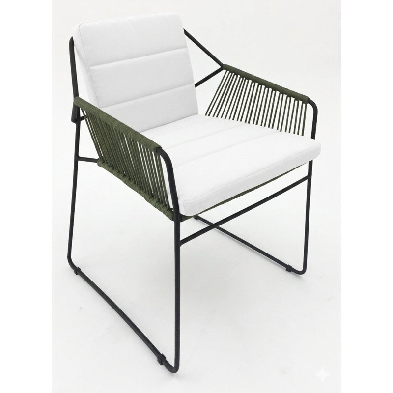 Sandur Outdoor Dining Armchair, Canvas Natural, Green Rope/Anthracite Frame