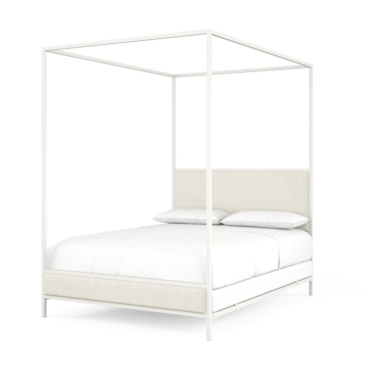340 Modern Classic Canopy Bed | Complete Canopy, Matte White, California King