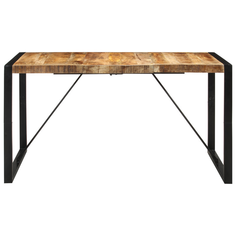 Price Solid Wood Top Metal Base Dining Table, H75 x L140 x W70cm
