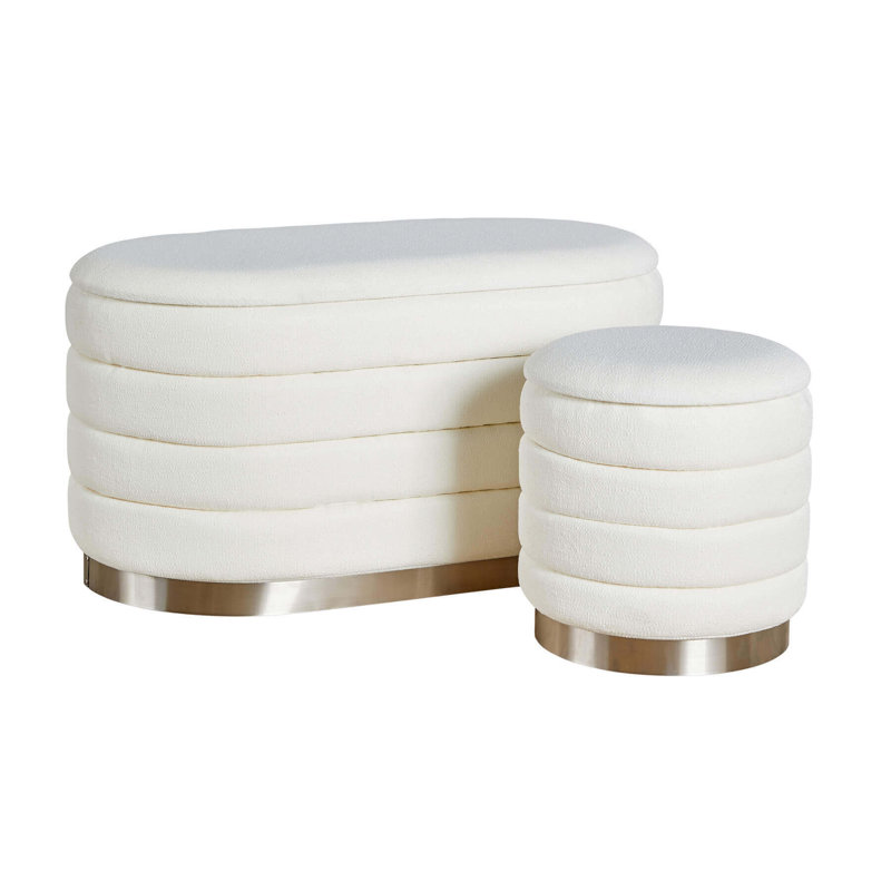 Adheen 80cm Wide Rectangle No Pattern Standard Ottoman with Storage, White