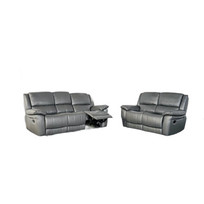 Larus 2Pc Manual Reclining Sofa And Loveseat Set, Ivory Vegan Leather