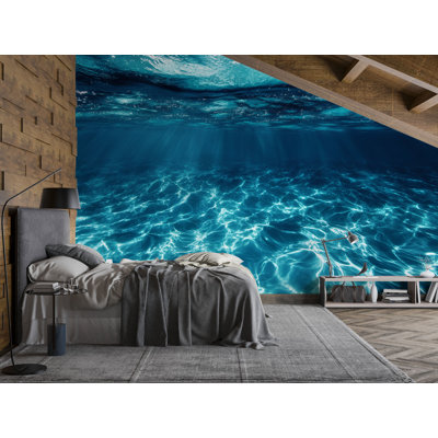 Underwater Ocean Wave Wall Mural – 3D Realistic Sea Water Wallpaper For Bedroom, Coastal Decor