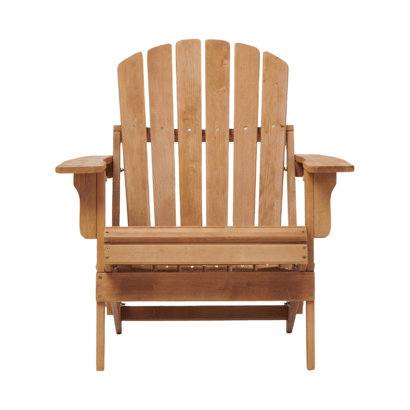 Oversize Wooden Outdoor Folding Adirondack Chair With Pre-Assembled Backrest & Seatboard, Wood Patio Chair For Garden Backyard Porch Pool Deck Firepit