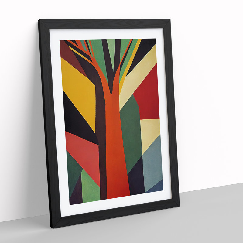 Bold Abstract Tree No.5 - Single Picture Frame Painting, Black, 64cm H x 46cm W x 2cm D