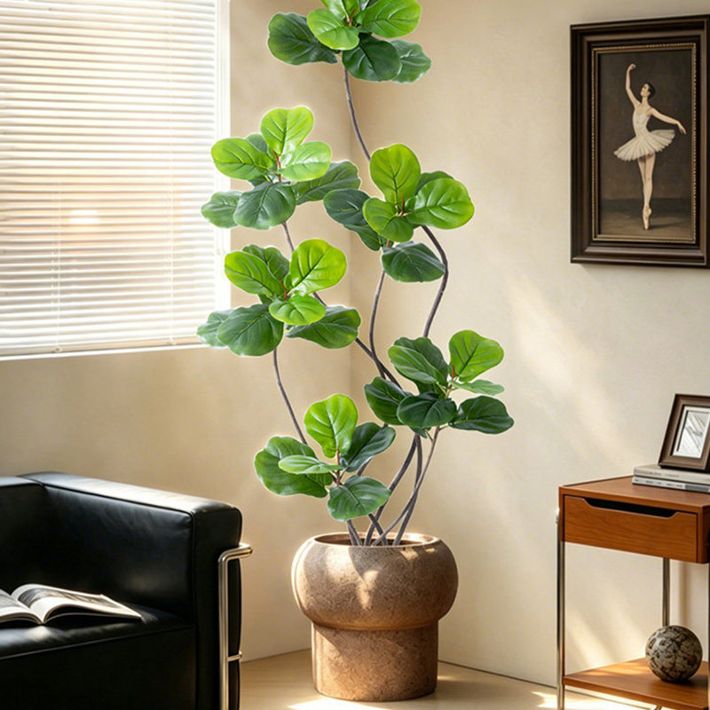 Verdure artificielle de 78,74 po avec forme pliable et feuilles dentelées vert foncé, lavable et résistante au soleil