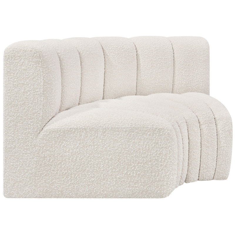 Ivanildo Upholstered Curved Sectional Reversible, Cream Boucle Fabric