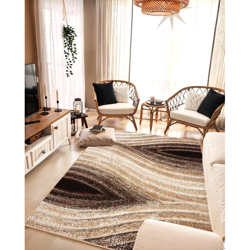 Modern Arriola Shag Abstract Geometric Rug For Living Room Bedroom, Rectangle 7'10" x 10'10"