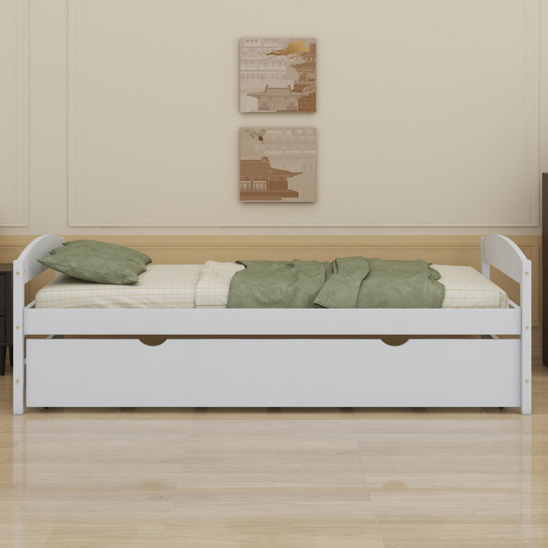 Platform Bed With Trundle, White