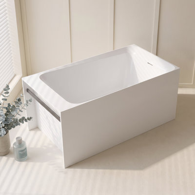 51.3" Solid Surface Freestanding Bathtub, Contemporary Stone Resin Soaking Bath Tub for Small Spaces