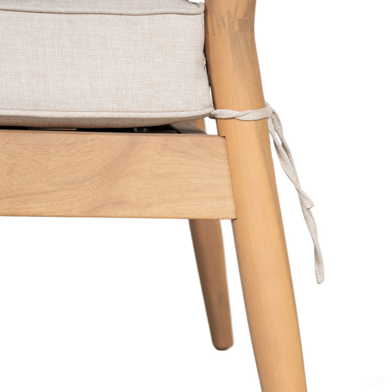 Verona Outdoor Patio Acacia Wood Club Chair, Natural Finish Wood, Beige Cushion, Black Rope, Set Of 2, Black