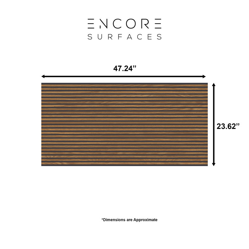 Calme 24" x 48" 3D Wood Panel Porcelain Wall Tile, Walnut/Black