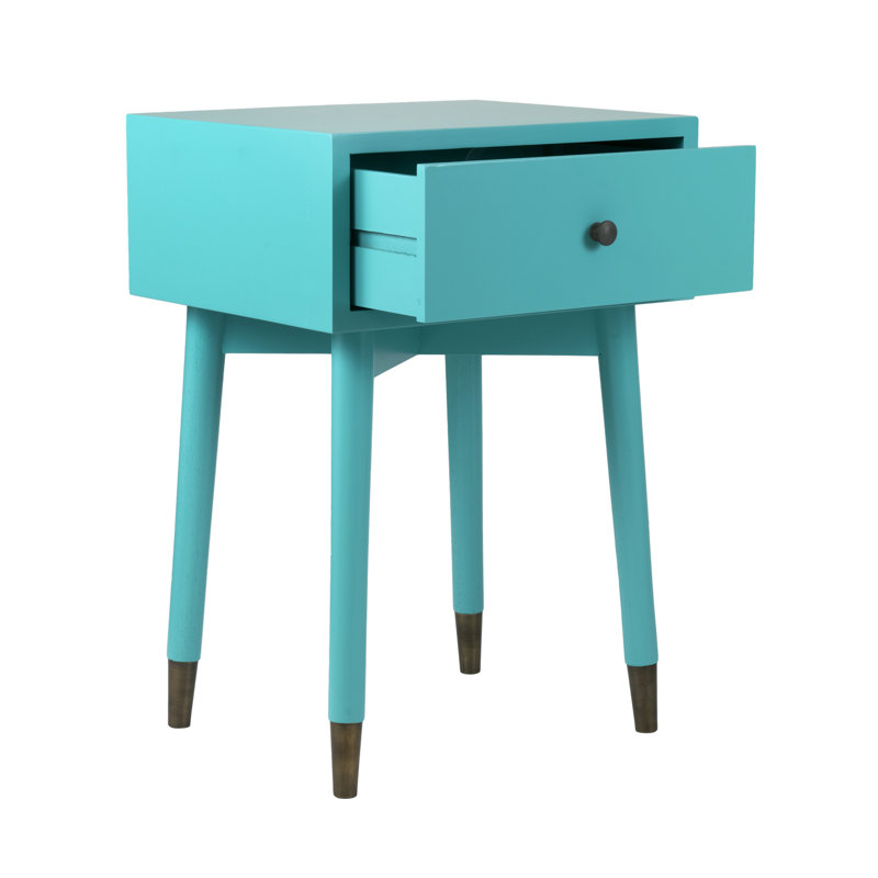 Table de chevet à 1 tiroir Mcglade, Turquoise
