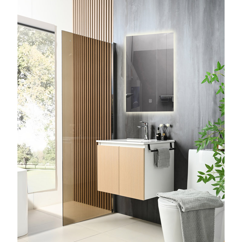 Meuble-lavabo de salle de bain 24 po avec lavabo, armoire et porte-serviette noir - Esthétique moderne
