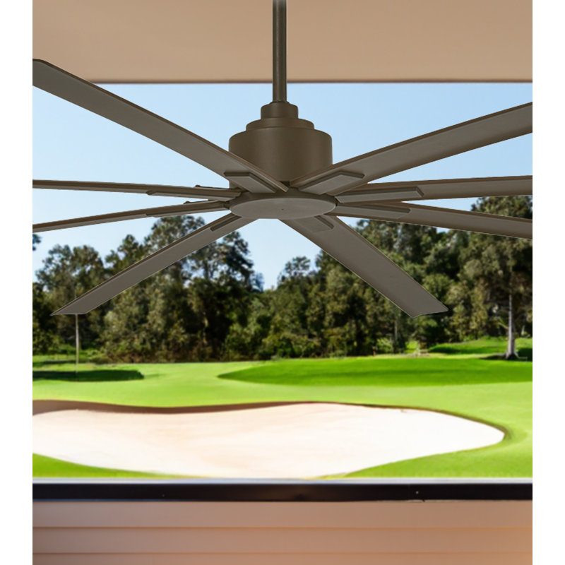 8 - Blade Outdoor Standard Ceiling Fan with Remote Control, Oil Rubbed Bronze, 84" Wide