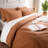 NEXHOME PRO Terracotta Burnt Orange Duvet Cover Set King Size Linen Textured Organic Natural 100% Washed Cotton Duvet Cover Fall Caramel 3 Pieces Bedding Set with Zipper Closure, Soft(No Comforter)-117045067-117045078