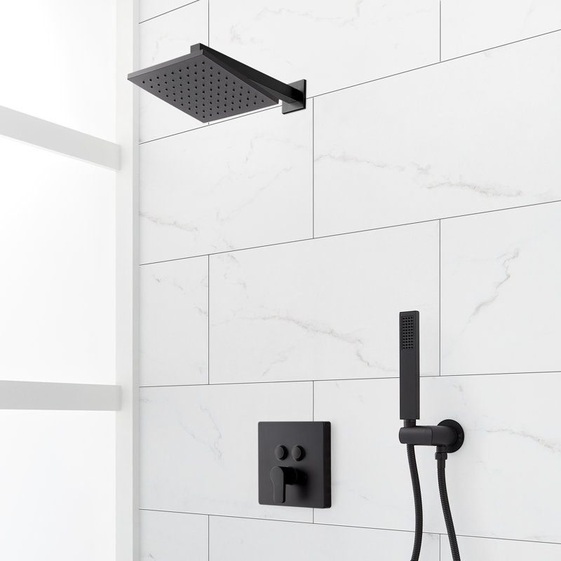 Système de douche simple avec douchette Hibiscus, Matte Black