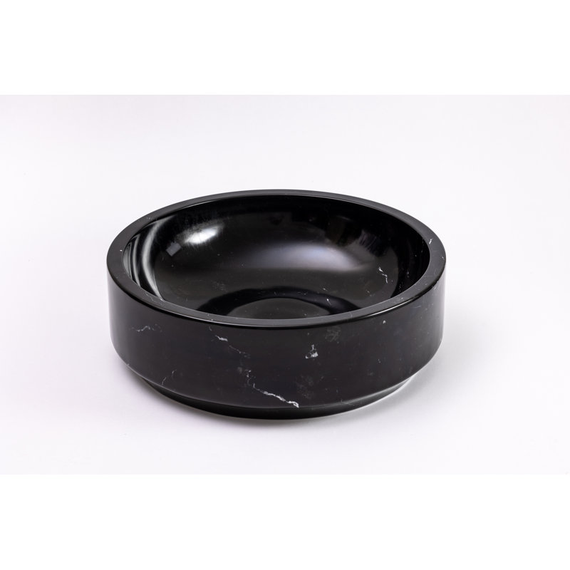 Natural Stone Vessel Bathroom Sink Circular Avalon Black Marble
