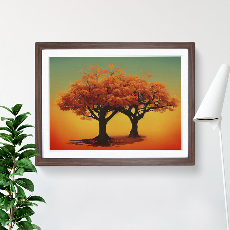 Blooming Trees 1 Piece Single Picture Frame Painting, 25cm H x 34cm W x 2cm D, Walnut Framed