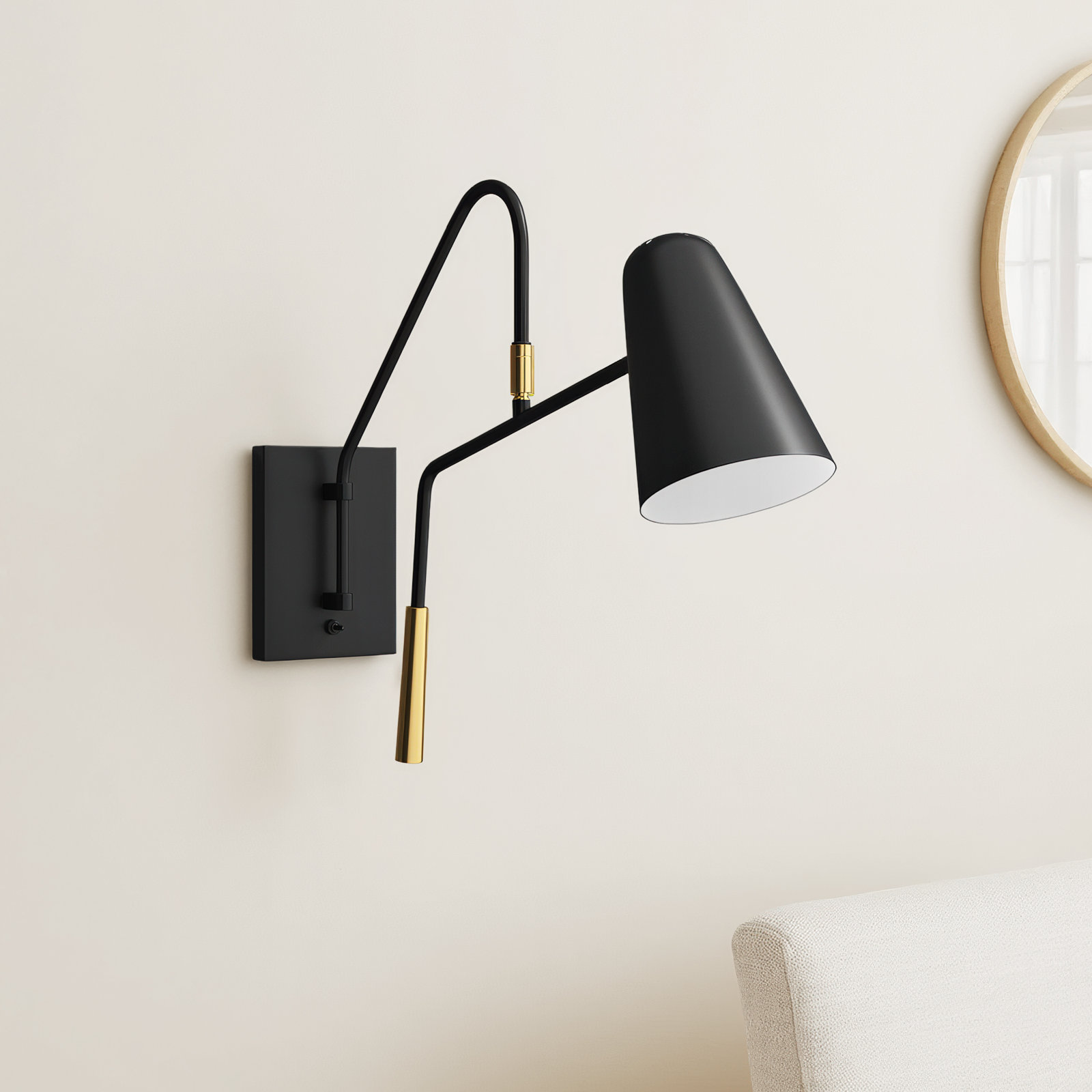 Tedder Single Light Swing Arm Sconce, Midnight Black