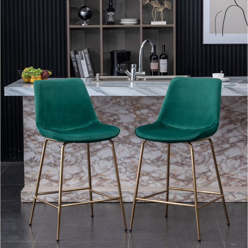 Tabouret de bar en velours, ensemble de 2, Vert